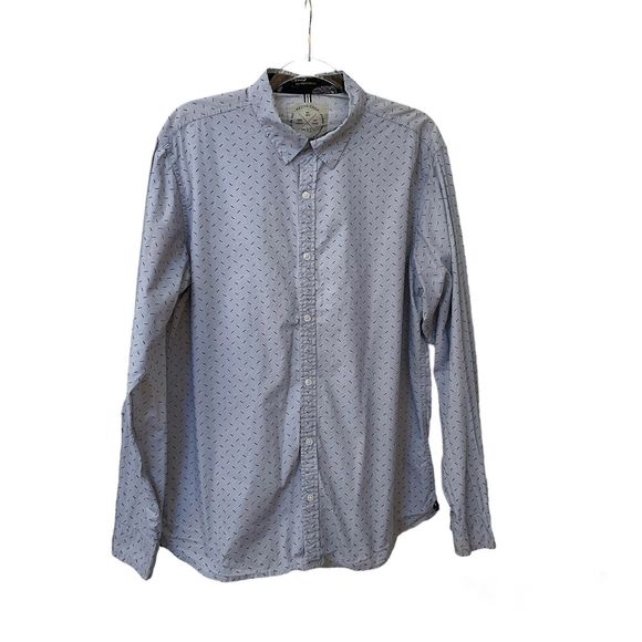 Men’s Native Code Blue Geometric Button Front Cotton Casual Shirt Long Sleeve XL - Picture 3 of 12